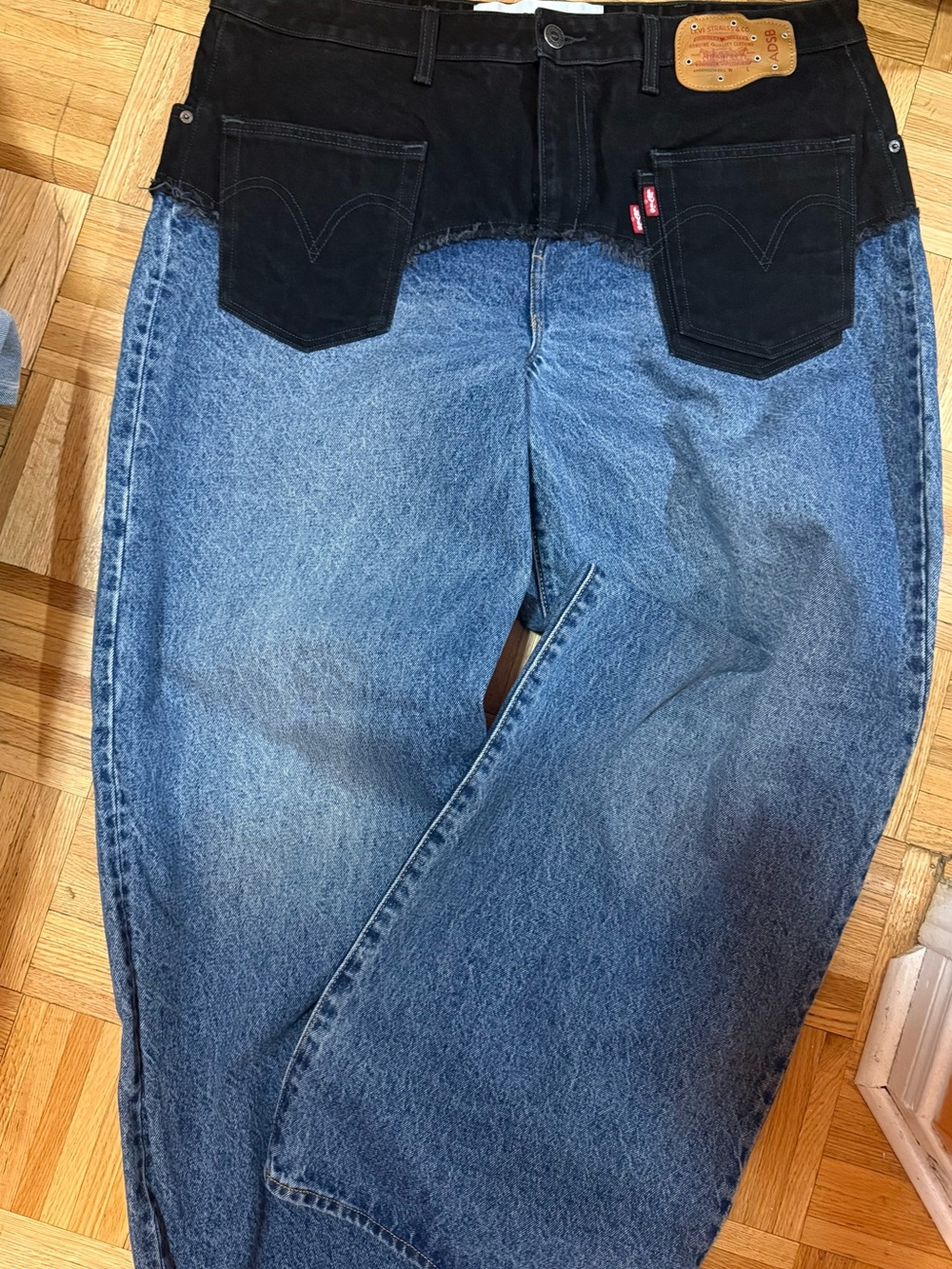 Levi's X Anderson Bell Two-Tone Black Waist Panel with Blue Denim Size 34